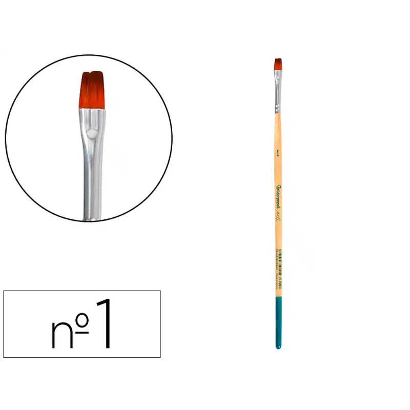 Pincel para pintura acrilica y acuarela liderpapel n 1 punta plana de pelo sintetico certificado fsc
