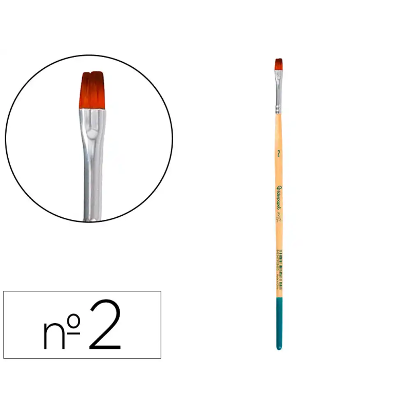 Pincel para pintura acrilica y acuarela liderpapel n 2 punta plana de pelo sintetico certificado fsc
