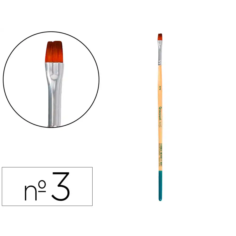 Pincel para pintura acrilica y acuarela liderpapel n 3 punta plana de pelo sintetico certificado fsc