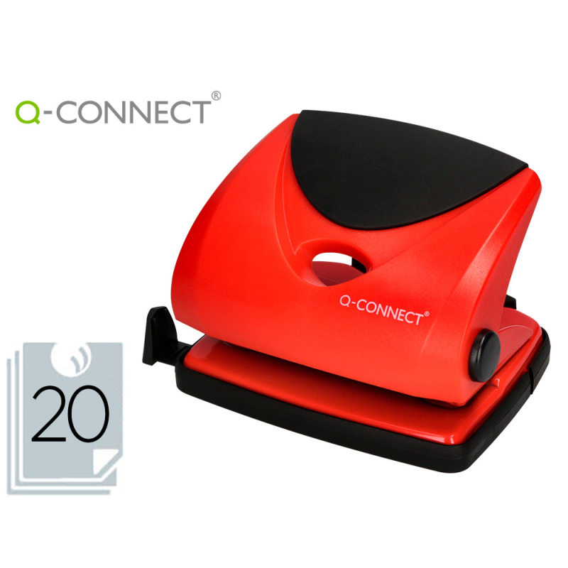 Taladrador q-connect kf02156 rojo abertura 2 mm capacidad 20 hojas