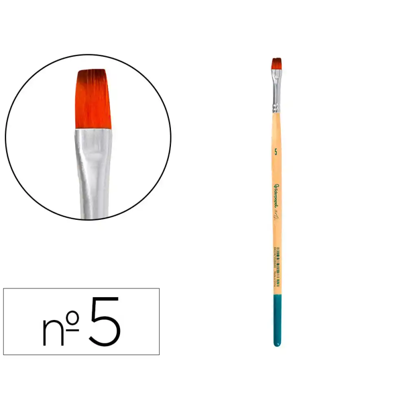 Pincel para pintura acrilica y acuarela liderpapel n 5 punta plana de pelo sintetico certificado fsc
