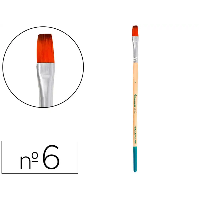 Pincel para pintura acrilica y acuarela liderpapel n 6 punta plana de pelo sintetico certificado fsc