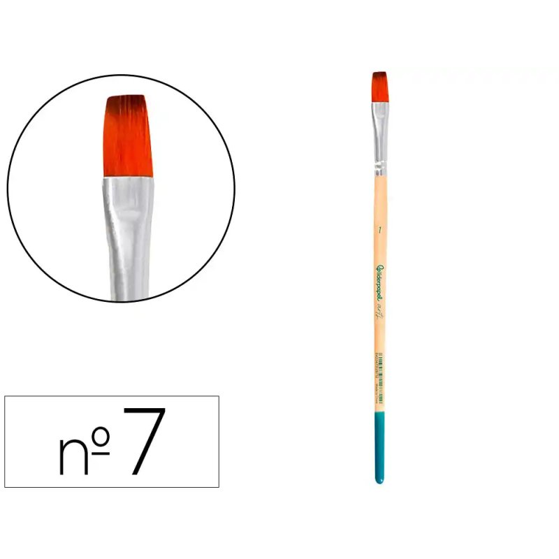 Pincel para pintura acrilica y acuarela liderpapel n 7 punta plana de pelo sintetico certificado fsc