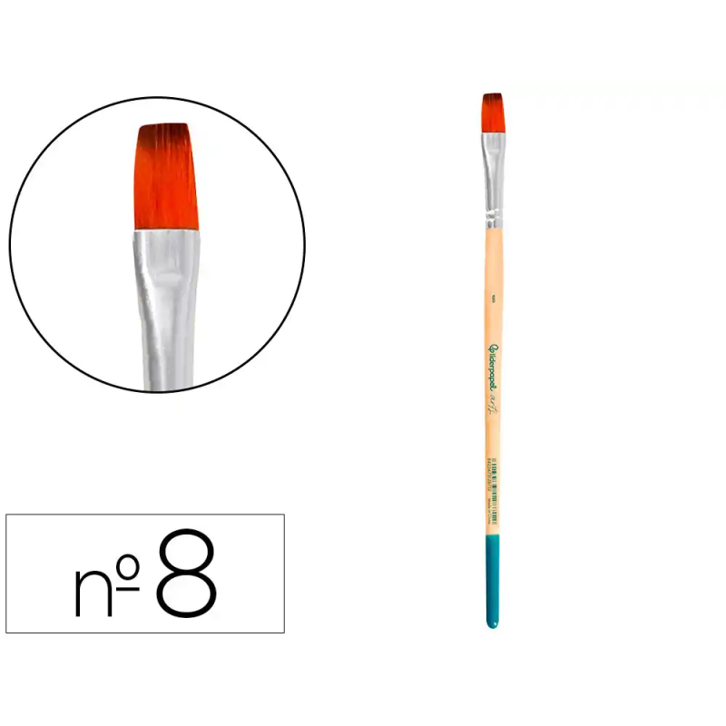 Pincel para pintura acrilica y acuarela liderpapel n 8 punta plana de pelo sintetico certificado fsc