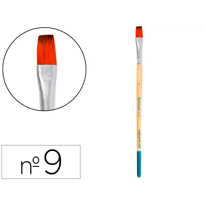 Pincel para pintura acrilica y acuarela liderpapel n 9 punta plana de pelo sintetico certificado fsc