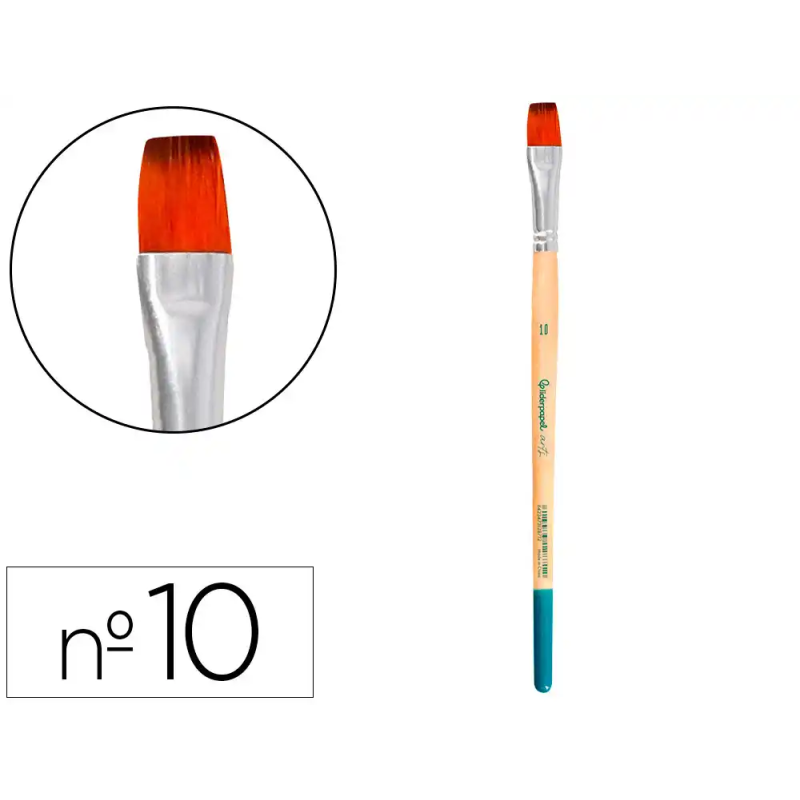 Pincel para pintura acrilica y acuarela liderpapel n 10 punta plana de pelo sintetico certificado fsc