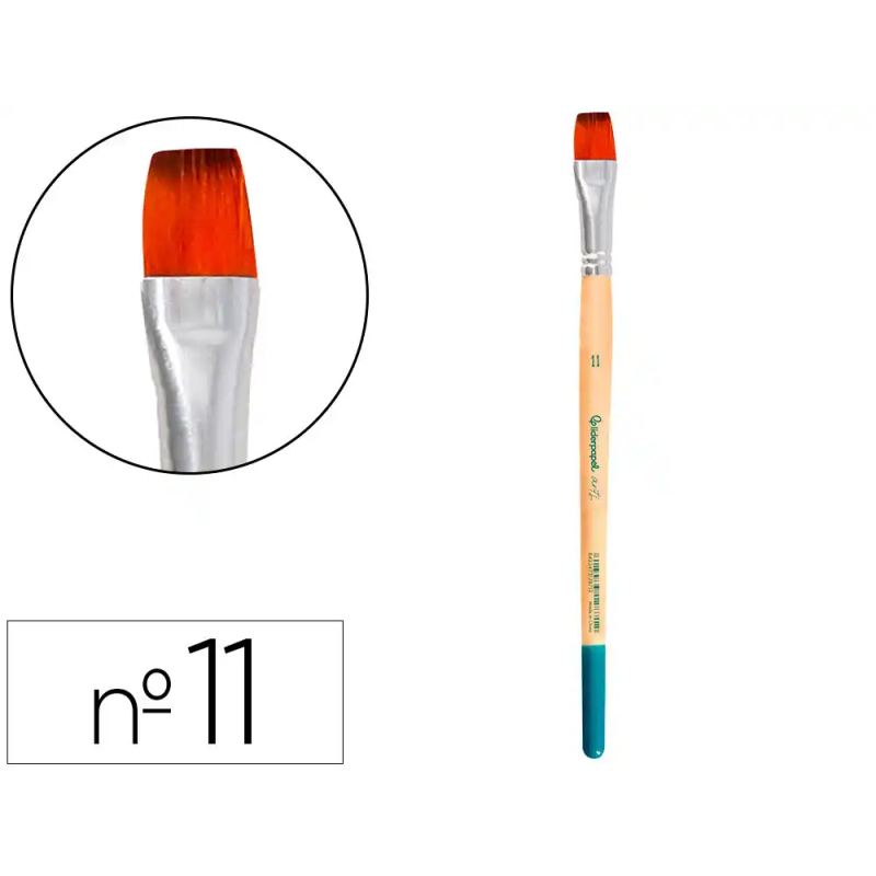 Pincel para pintura acrilica y acuarela liderpapel n 11 punta plana de pelo sintetico certificado fsc