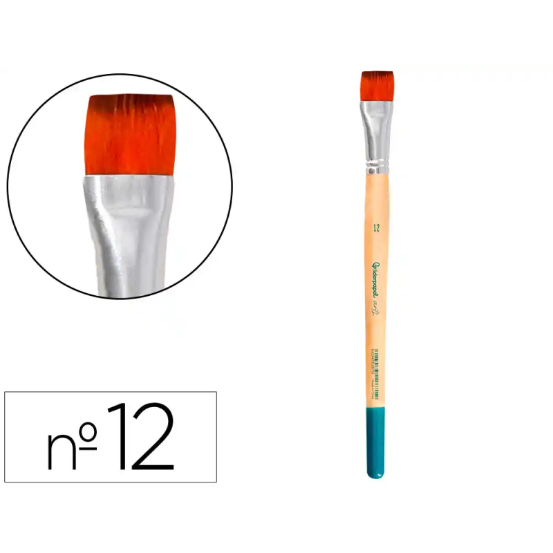 Pincel para pintura acrilica y acuarela liderpapel n 12 punta plana de pelo sintetico certificado fsc