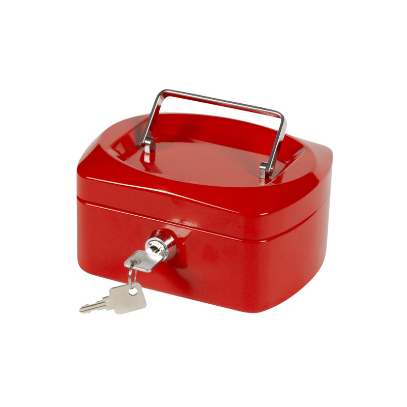 Caja caudales q-connect 6/' 152x115x80 mm roja con portamonedas