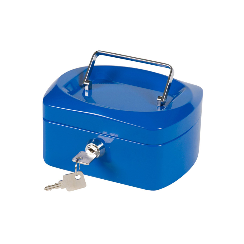 Caja caudales q-connect 6/' 152x115x80 mm azul con portamonedas