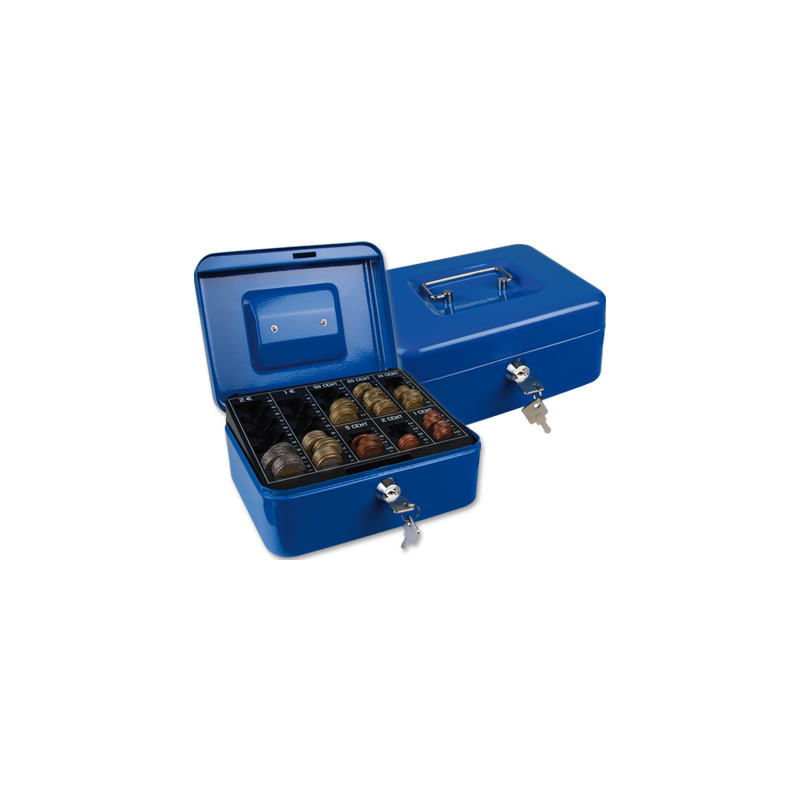 Caja caudales q-connect 8/' 200x160x90 mm azul con portamonedas