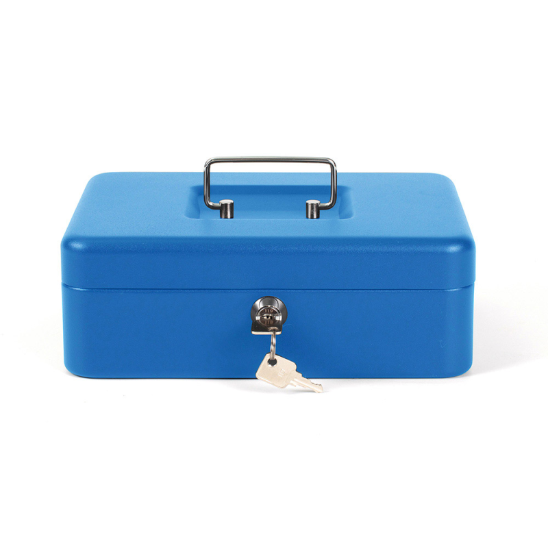 Caja caudales q-connect 10/' 250x180x90 mm azul con portamonedas