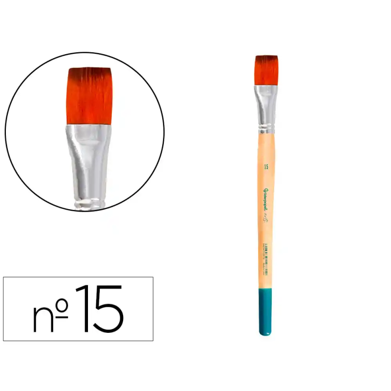 Pincel para pintura acrilica y acuarela liderpapel n 15 punta plana de pelo sintetico certificado fsc