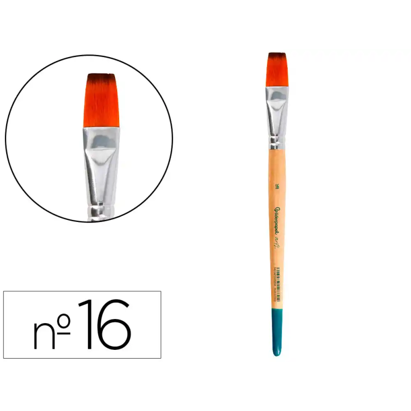 Pincel para pintura acrilica y acuarela liderpapel n 16 punta plana de pelo sintetico certificado fsc