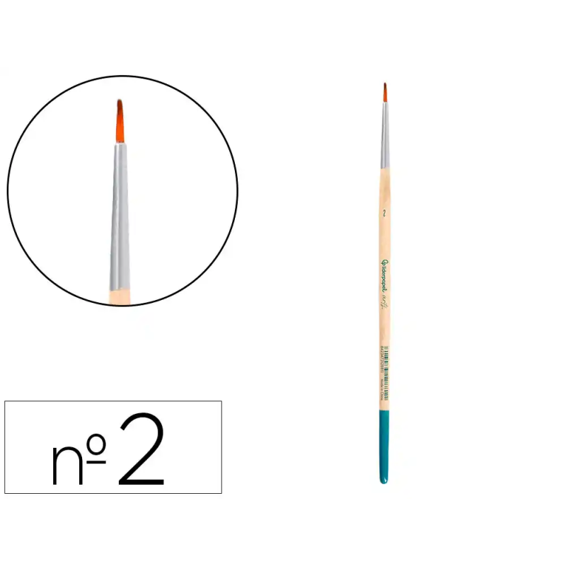 Pincel para pintura acrilica y acuarela liderpapel n 2 punta redonda de pelo sintetico certificado fsc