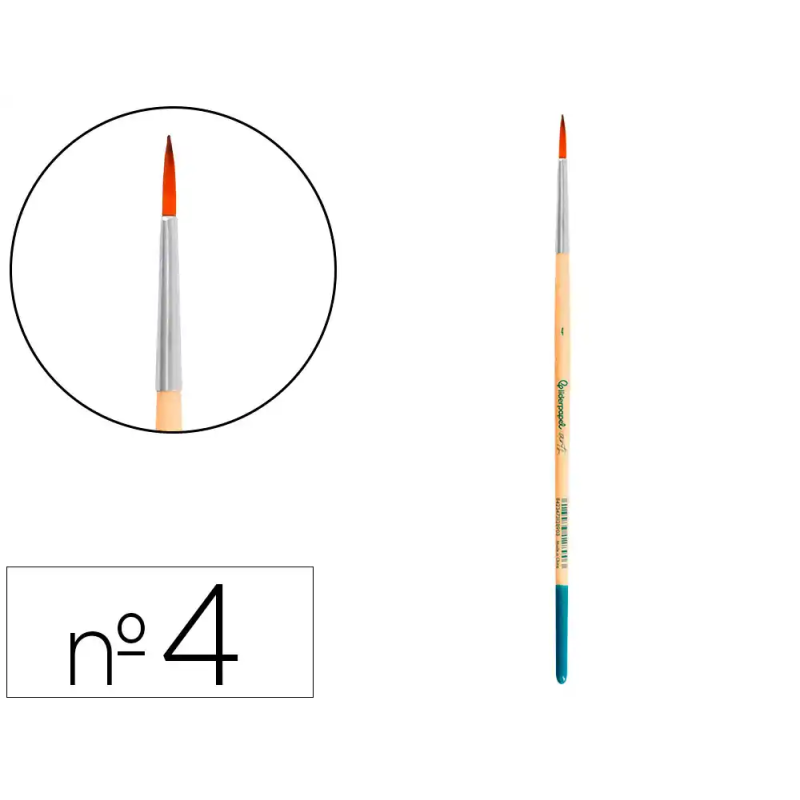 Pincel para pintura acrilica y acuarela liderpapel n 4 punta redonda de pelo sintetico certificado fsc