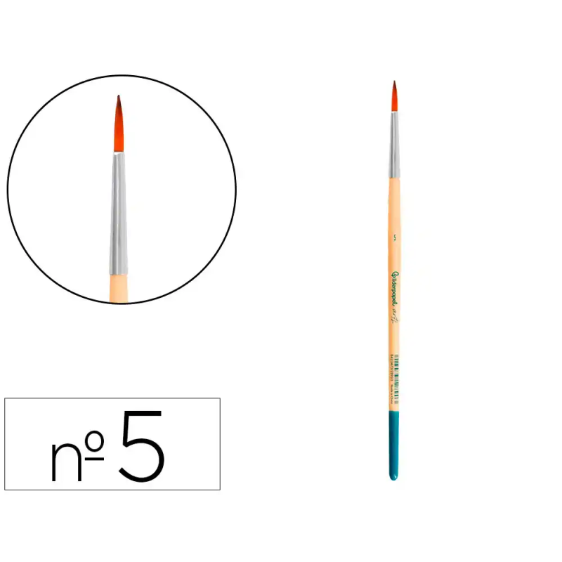 Pincel para pintura acrilica y acuarela liderpapel n 5 punta redonda de pelo sintetico certificado fsc