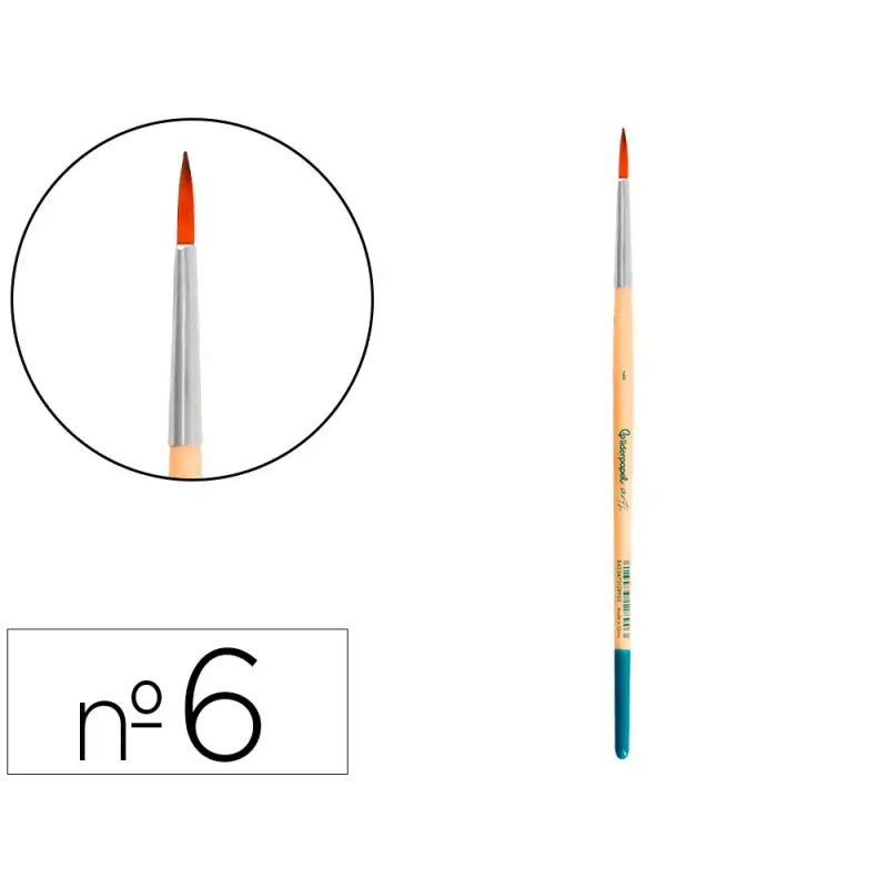 Pincel para pintura acrilica y acuarela liderpapel n 6 punta redonda de pelo sintetico certificado fsc