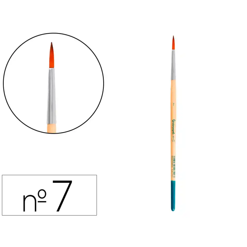 Pincel para pintura acrilica y acuarela liderpapel n 7 punta redonda de pelo sintetico certificado fsc