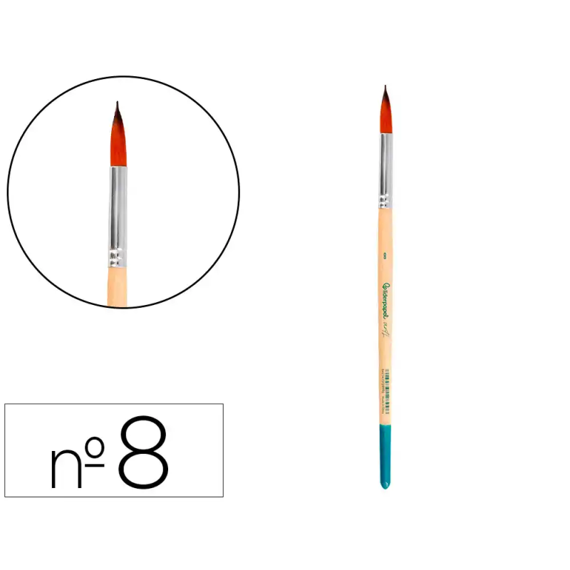 Pincel para pintura acrilica y acuarela liderpapel n 8 punta redonda de pelo sintetico certificado fsc
