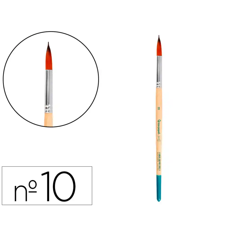 Pincel para pintura acrilica y acuarela liderpapel n 10 punta redonda de pelo sintetico certificado fsc