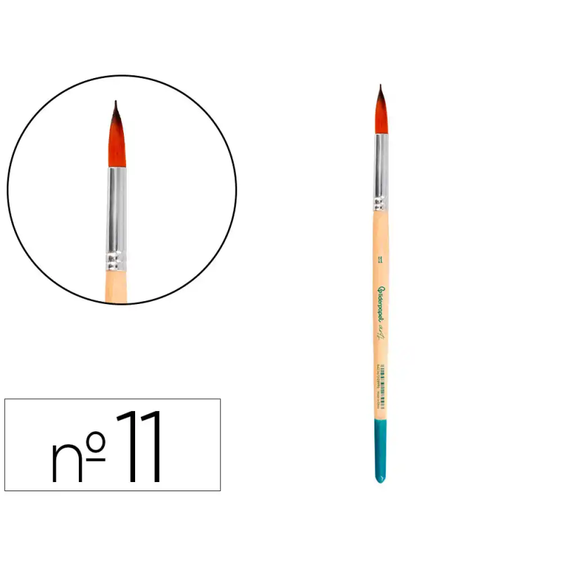 Pincel para pintura acrilica y acuarela liderpapel n 11 punta redonda de pelo sintetico certificado fsc