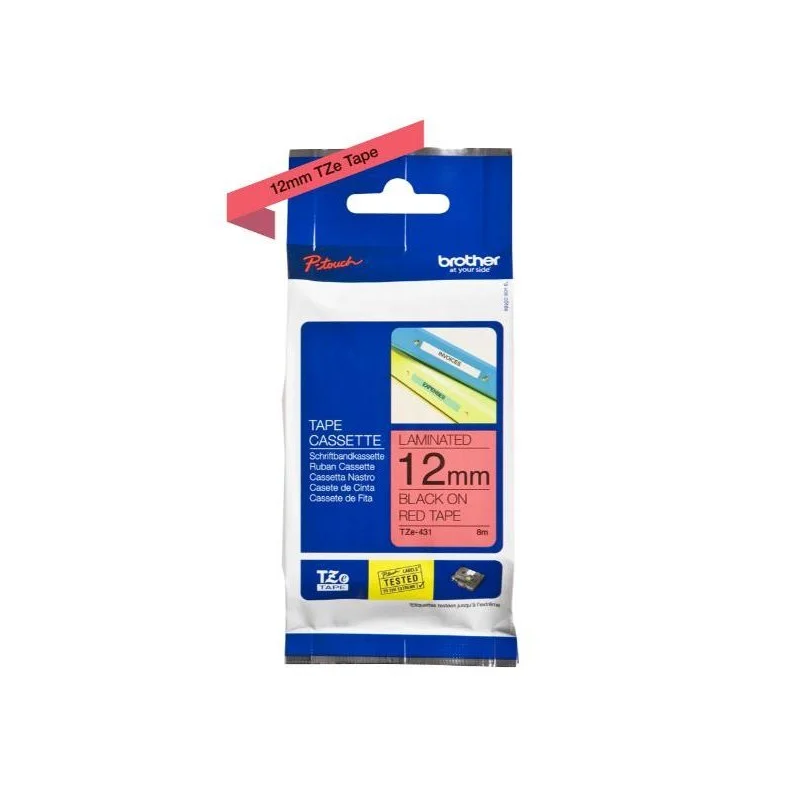 Cinta para etiquetadores brother tze431rotuladora rojo / negro12