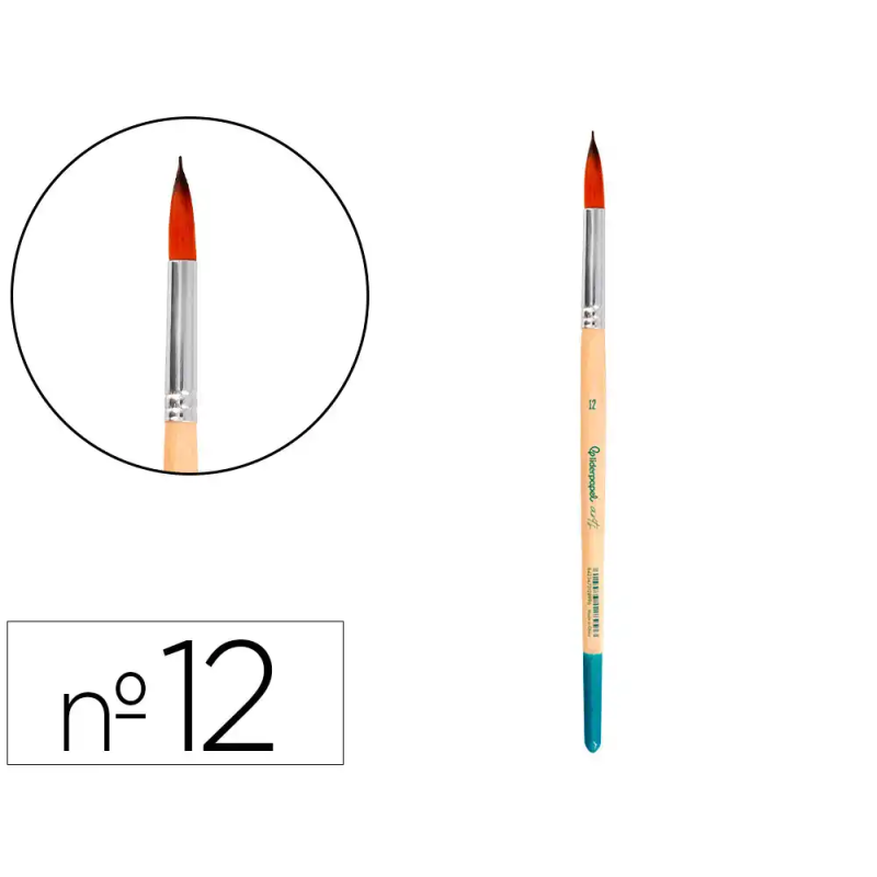 Pincel para pintura acrilica y acuarela liderpapel n 12 punta redonda de pelo sintetico certificado fsc