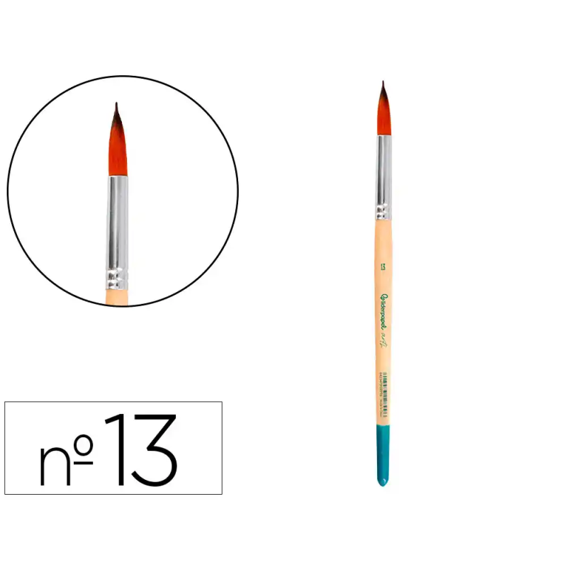 Pincel para pintura acrilica y acuarela liderpapel n 13 punta redonda de pelo sintetico certificado fsc