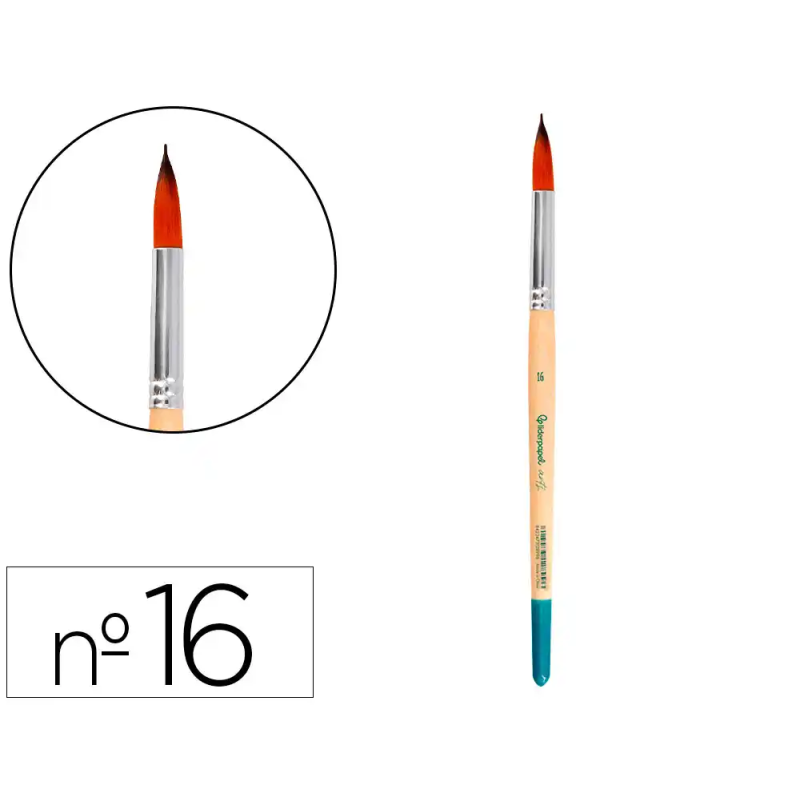 Pincel para pintura acrilica y acuarela liderpapel n 16 punta redonda de pelo sintetico certificado fsc