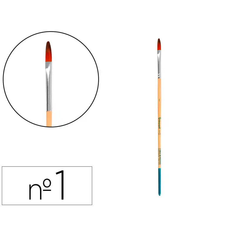 Pincel para pintura acrilica y acuarela liderpapel n 1 punta filbert / lengua gato de pelo sintetico certificado