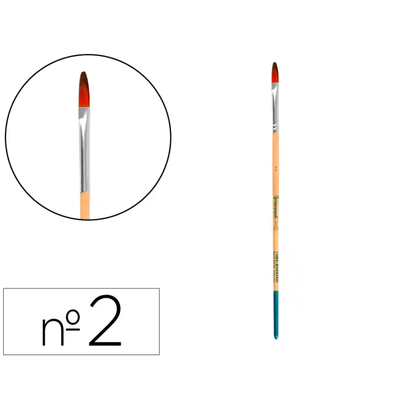 Pincel para pintura acrilica y acuarela liderpapel n 2 punta filbert / lengua gato de pelo sintetico certificado
