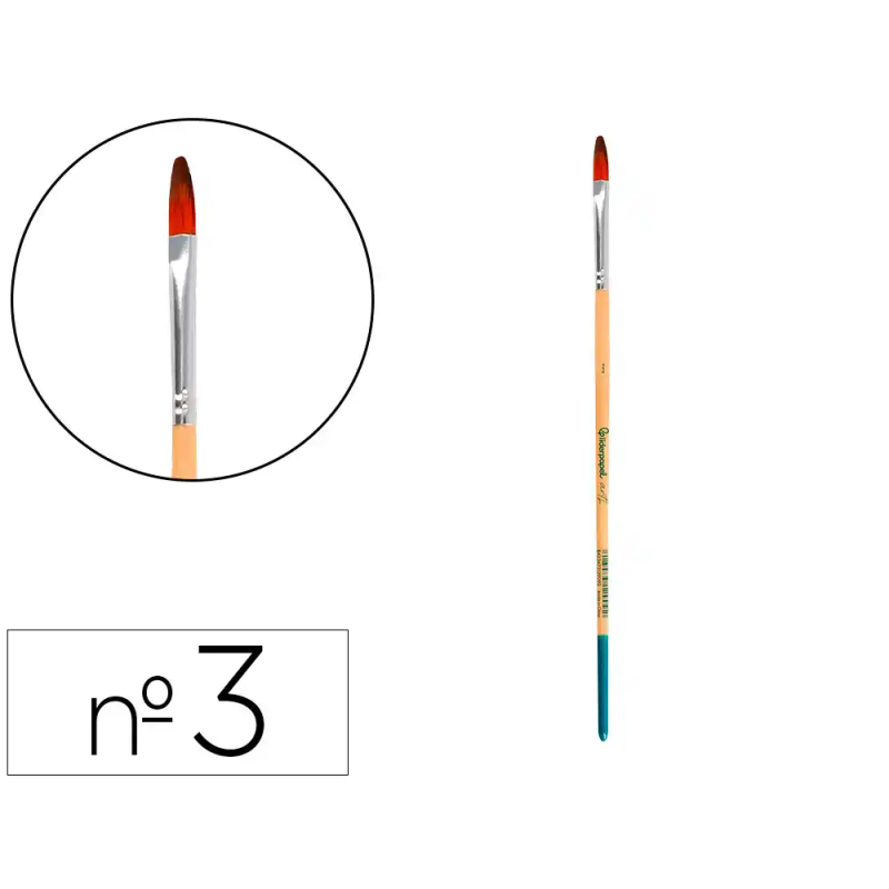 Pincel para pintura acrilica y acuarela liderpapel n 3 punta filbert / lengua gato de pelo sintetico certificado