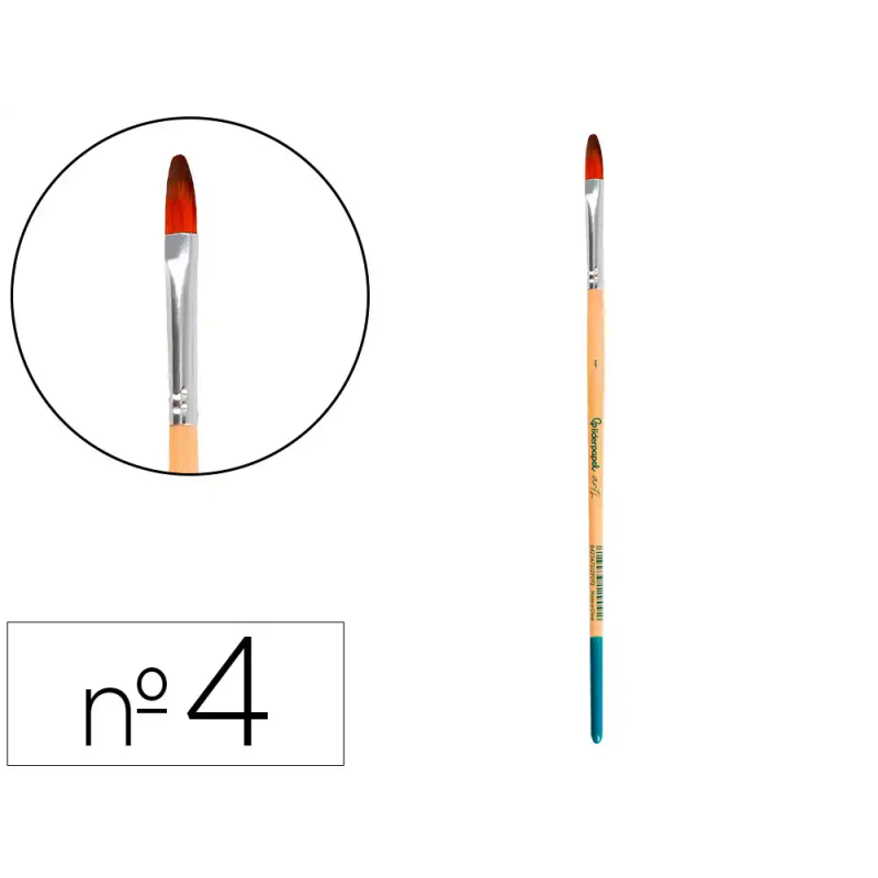 Pincel para pintura acrilica y acuarela liderpapel n 4 punta filbert / lengua gato de pelo sintetico certificado