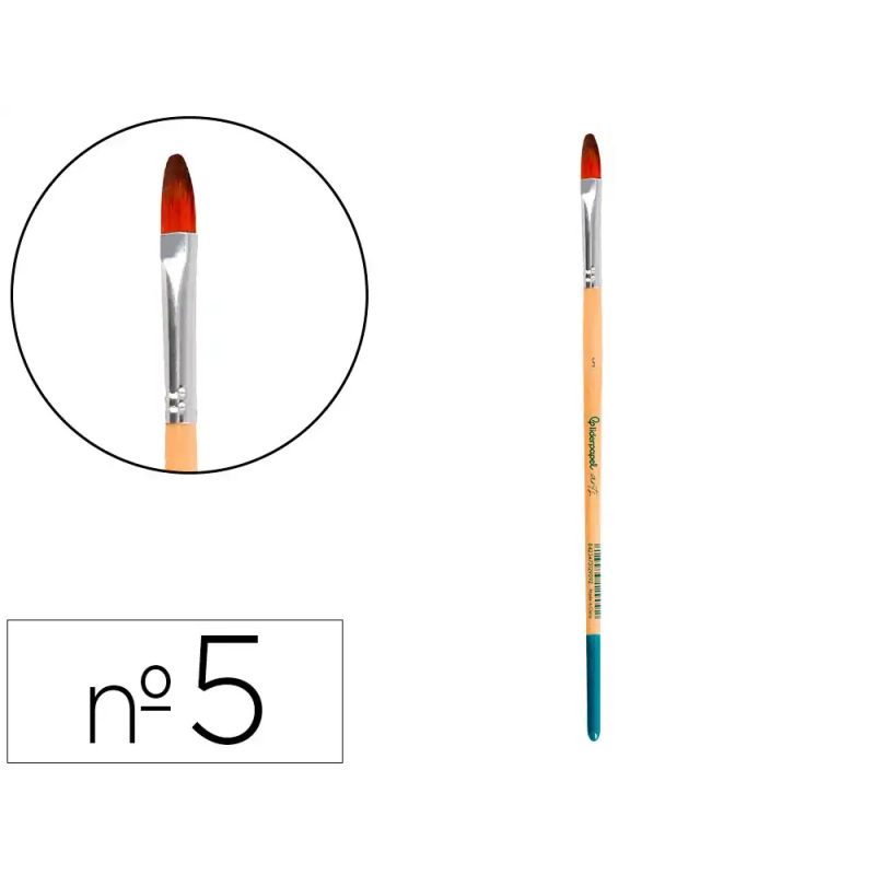 Pincel para pintura acrilica y acuarela liderpapel n 5 punta filbert / lengua gato de pelo sintetico certificado