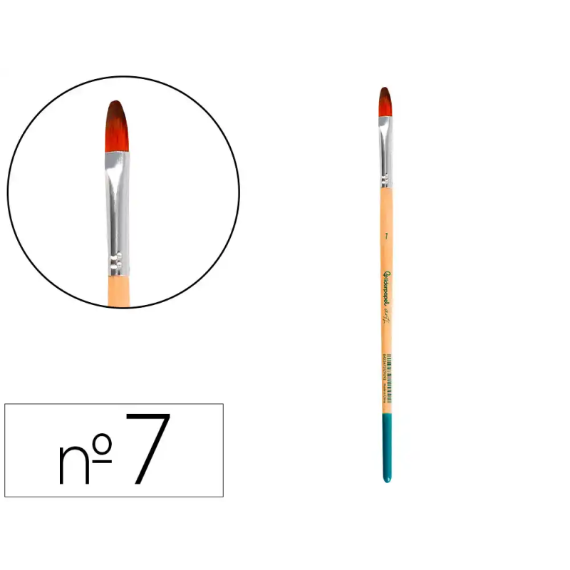 Pincel para pintura acrilica y acuarela liderpapel n 7 punta filbert / lengua gato de pelo sintetico certificado