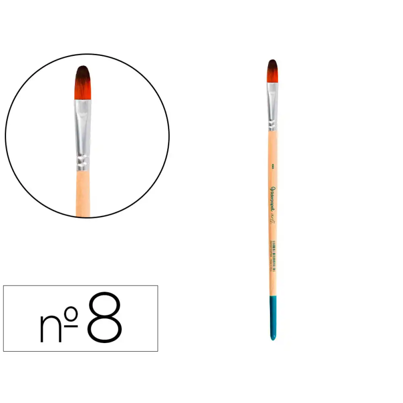 Pincel para pintura acrilica y acuarela liderpapel n 8 punta filbert / lengua gato de pelo sintetico certificado