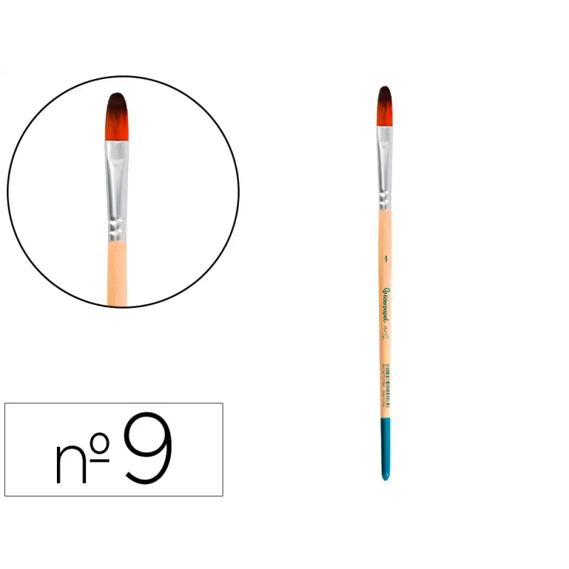Pincel para pintura acrilica y acuarela liderpapel n 9 punta filbert / lengua gato de pelo sintetico certificado