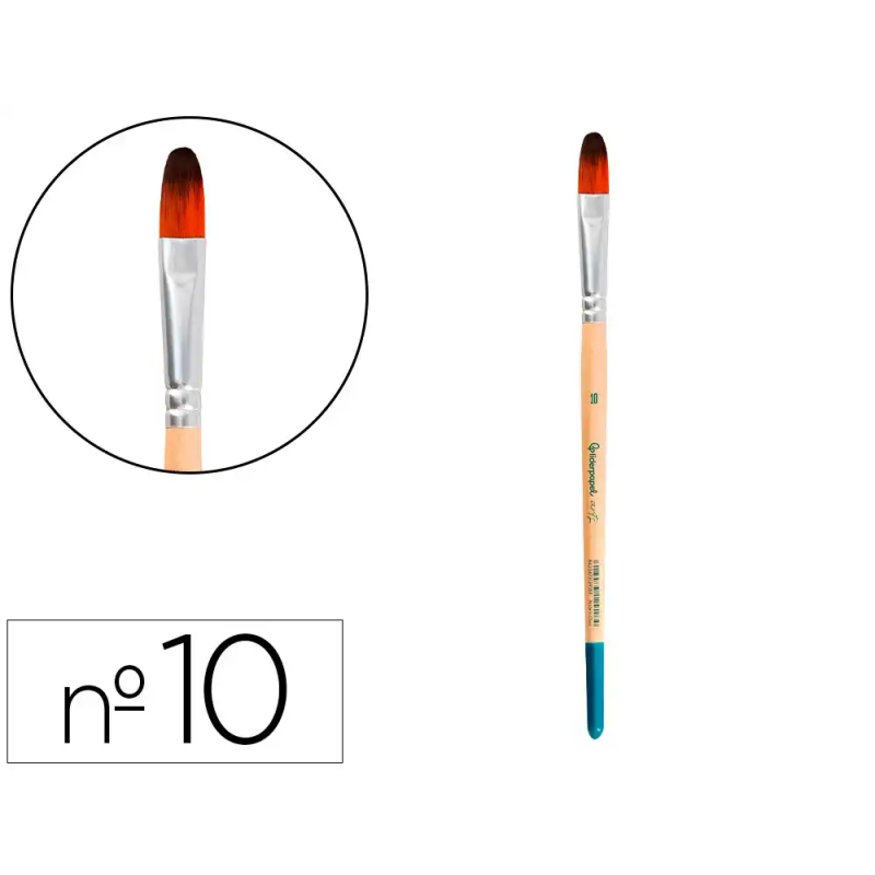 Pincel para pintura acrilica y acuarela liderpapel n 10 punta filbert / lengua gato de pelo sintetico certificado