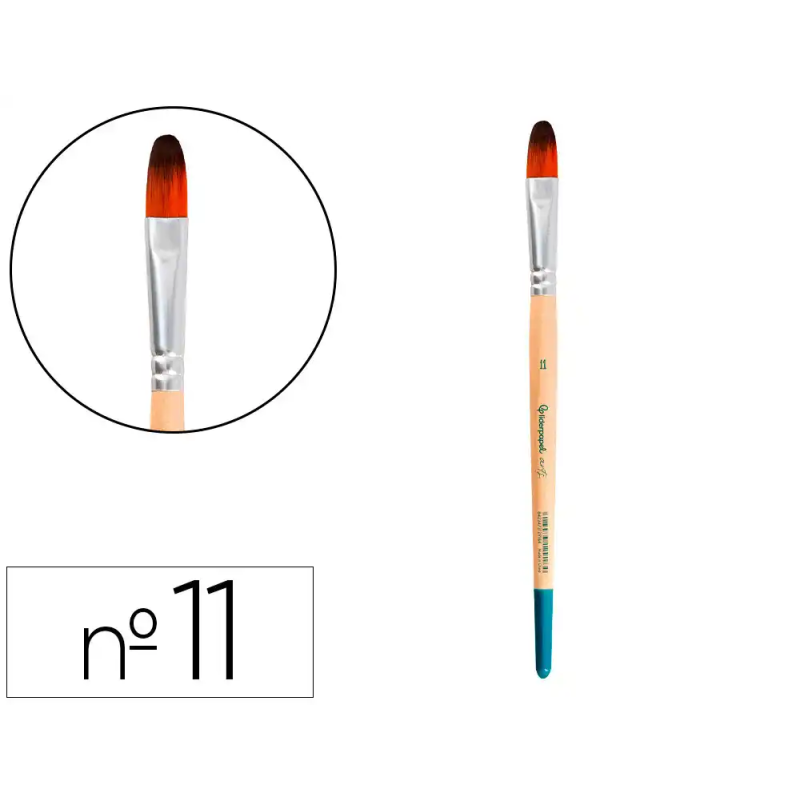 Pincel para pintura acrilica y acuarela liderpapel n 11 punta filbert / lengua gato de pelo sintetico certificado