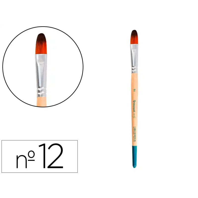 Pincel para pintura acrilica y acuarela liderpapel n 12 punta filbert / lengua gato de pelo sintetico certificado