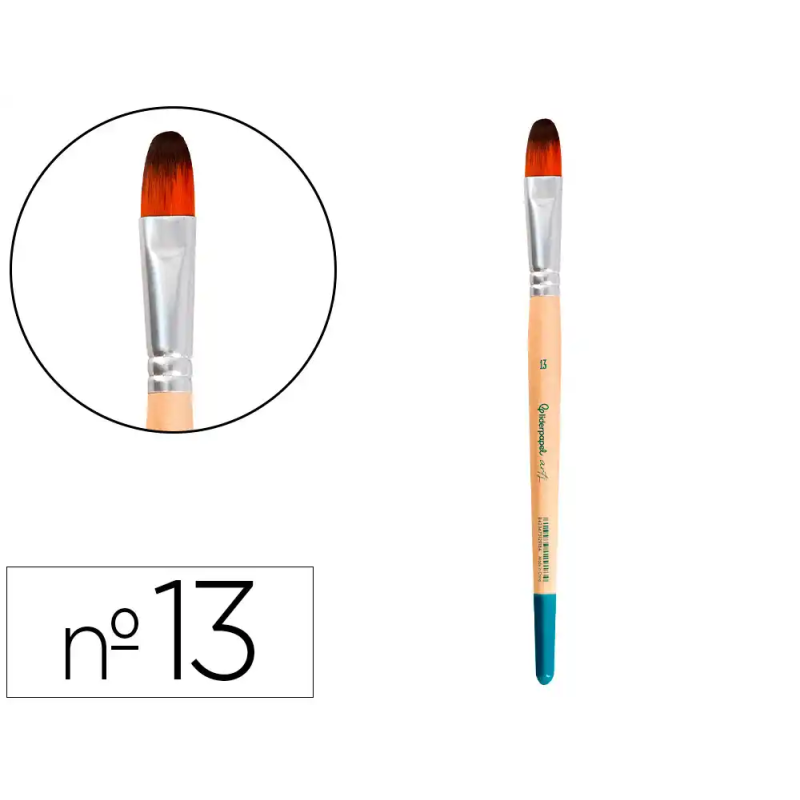 Pincel para pintura acrilica y acuarela liderpapel n 13 punta filbert / lengua gato de pelo sintetico certificado