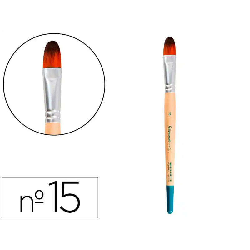 Pincel para pintura acrilica y acuarela liderpapel n 15 punta filbert / lengua gato de pelo sintetico certificado