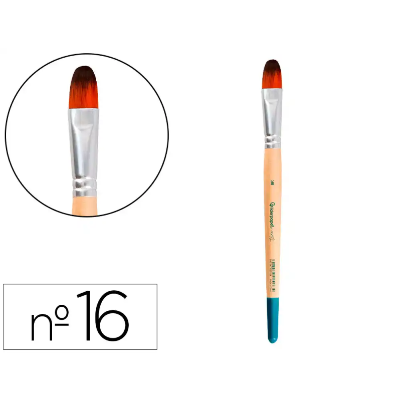 Pincel para pintura acrilica y acuarela liderpapel n 16 punta filbert / lengua gato de pelo sintetico certificado