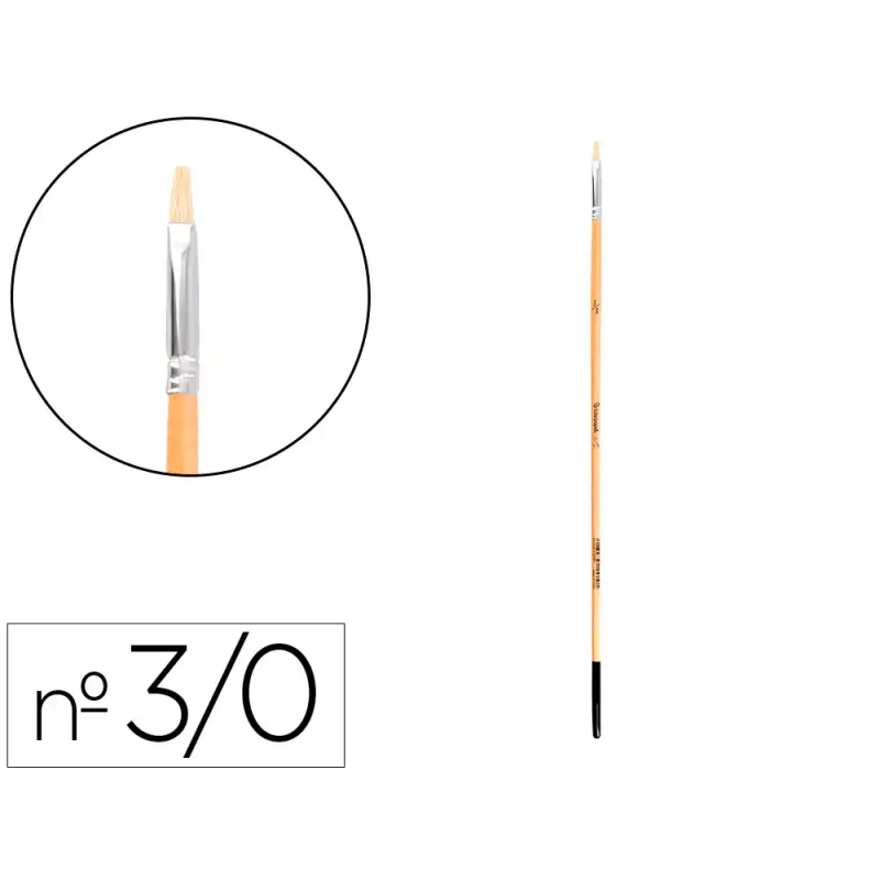 Pincel para pintura al oleo y acrilica liderpapel n 000 punta plana de pelo de cerda certificado fsc