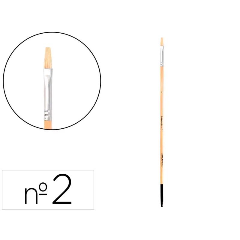 Pincel para pintura al oleo y acrilica liderpapel n 2 punta plana de pelo de cerda certificado fsc