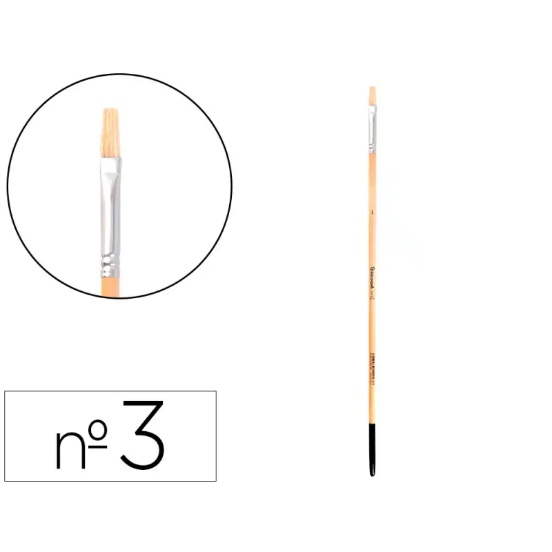 Pincel para pintura al oleo y acrilica liderpapel n 3 punta plana de pelo de cerda certificado fsc