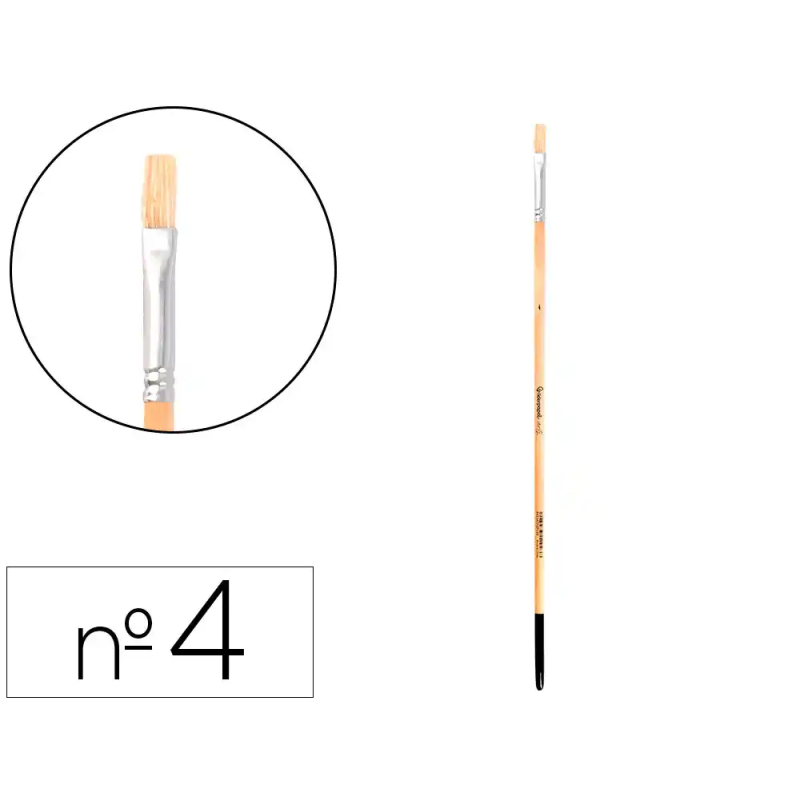 Pincel para pintura al oleo y acrilica liderpapel n 4 punta plana de pelo de cerda certificado fsc