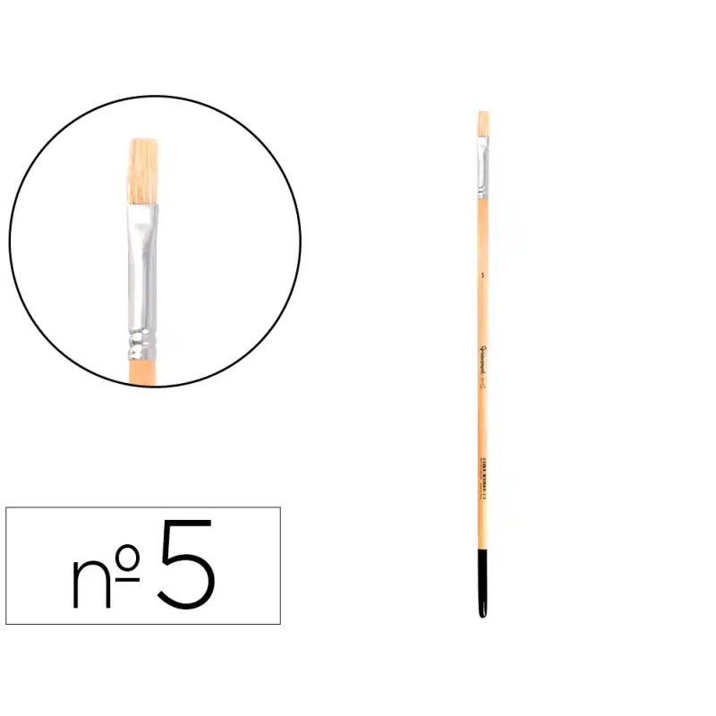 Pincel para pintura al oleo y acrilica liderpapel n 5 punta plana de pelo de cerda certificado fsc