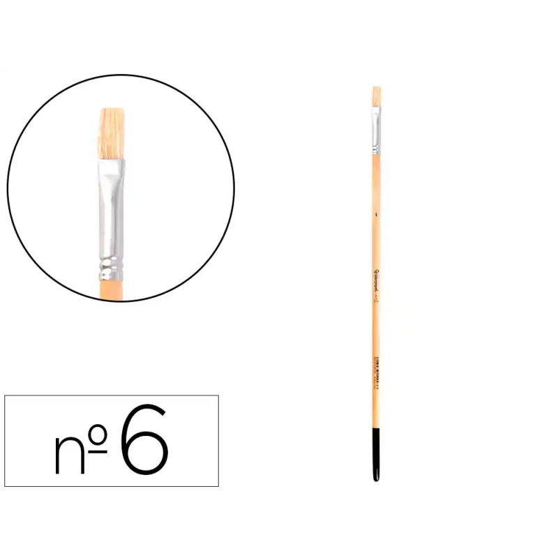 Pincel para pintura al oleo y acrilica liderpapel n 6 punta plana de pelo de cerda certificado fsc